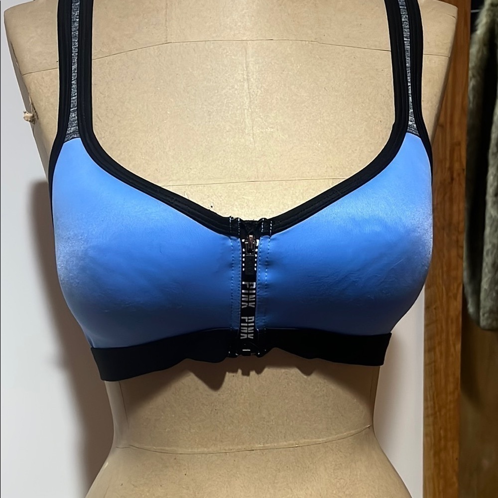 PINK Victoria's Secret Black and Blue Sports Bra